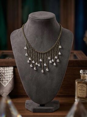 Plunder Antique Brass Fringe Bib Necklace